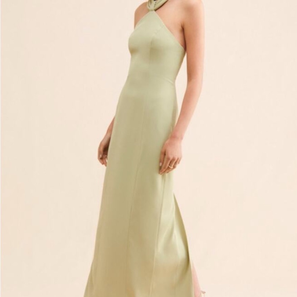 Ronny Kobo Collection Green Halter Maxi Gown